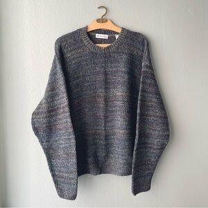 Saks Fifth Avenue | Navy Blue Knit Wool-Blend Sweater Oversized